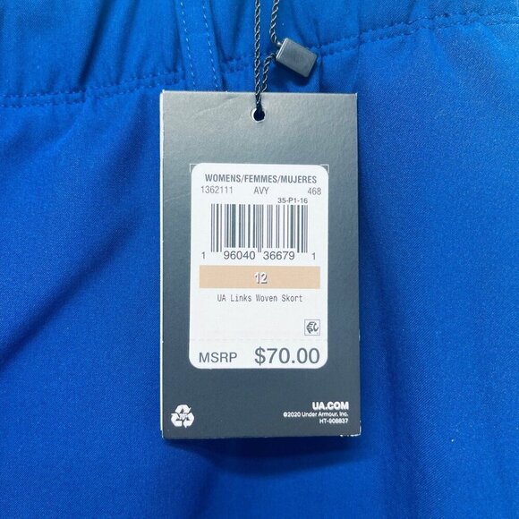 Under Armour Links Woven Skort Size 12 Womens Lightweight Stretch Blue Golf New - Picture 3 of 13